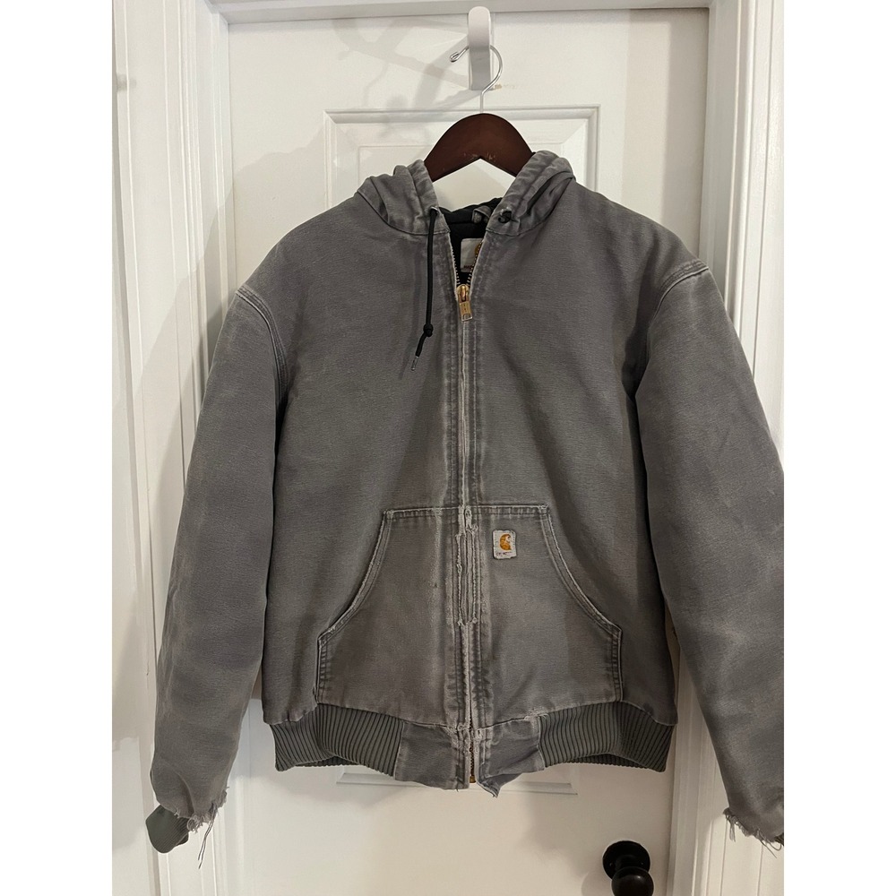 Carhartt J140  Medium Gray Quilted Flannel Lined Active Jacket